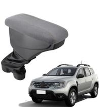 Apoio De Braço Renault Duster Tecido Cinza Costura Laranja