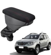 Apoio De Braço Renault Duster Tecido Preto Costura Vermelha