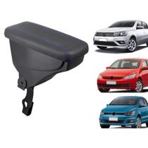 Apoio De Braço Volkswagen Gol Couro Grafite Costura Azul Apoio De Braço Volkswagen Gol Couro Grafite Costura Azul