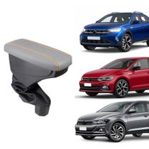 Apoio De Braço Volkswagen Polo Couro Cinza Costura Laranja