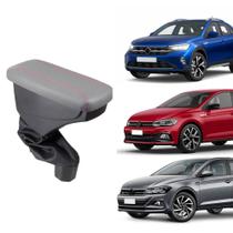 Apoio De Braço Volkswagen Polo Couro Cinza Costura Vermelha
