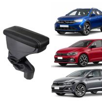 Apoio De Braço Volkswagen Polo Couro Preto Costura Branca