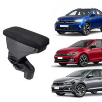 Apoio De Braço Volkswagen Polo Tecido Preto Costura Vermelha