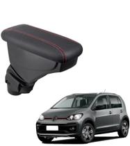 Apoio De Braço Volkswagen Up Couro Grafite Costura Vermelha