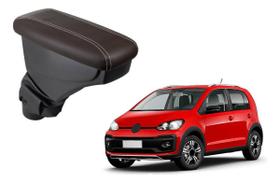 Apoio De Braço Volkswagen Up Couro Marrom Costura Branca