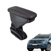 Apoio De Braço Vw Saveiro Couro Grafite Costura Vermelha