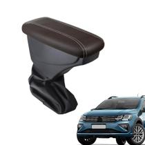 Apoio De Braço Vw Saveiro Couro Marrom Costura Branca