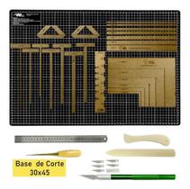 Apoio De Corte 45x30 Base de Corte A3 Kit Scrapbook Gabarito Encadernação Régua 30cm Dobradeira