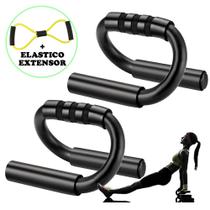 Apoio para Flexão de Braço Fitness Push Up Preto + Elástico de Tensão CBRN16051
