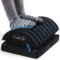Apoio para pés ComfiLife em espuma viscoelástica de altura ajustável preta