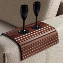 Apoio Porta Copos e Controle para Sofá em Madeira Tabaco Apoio Porta Copos e Controle para Sofá em Madeira Tabaco