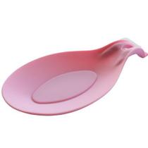 Apoio suporte descanso de colher espátula concha utensílios de silicone color rosa
