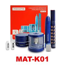 Apontador com Apagador Elétrico e Aspirador Azul Tomate MAT-K01