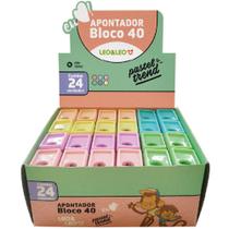 Apontador com Depósito Bloco 4CM 6 Cores Pastel - Caixa com 24 Unidades Apontador com Depósito Bloco 4CM 6 Cores Pastel - Caixa com 24 Unidades
