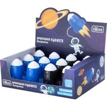 Apontador com Depósito Decorado Foguete 1 Furo 2 Modelos Pacote com 12