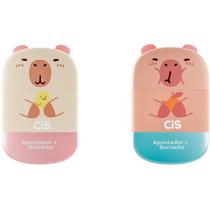 Apontador com Depósito e Borracha CIS CAPI - 2 em 1