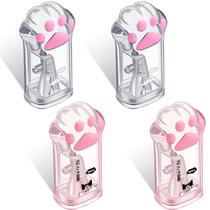 Apontador de lápis Chinco Cute Cat Paw Manual com tampa, 4 peças rosa/cinza