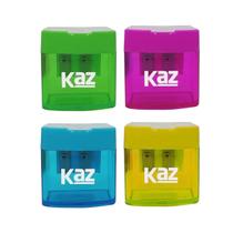 Apontador de Lápis com Coletor 2 Furos e Depósito KAZ Cores Neon Material Escolar Volta as Aulas