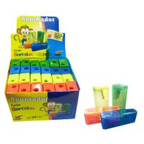 Apontador De Lápis Plástico Coloridos Cx 48Un Atacado Vmp