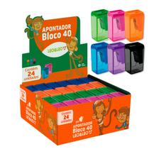 Apontador de lápis retangular bloco 4cm caixa com 24 unidades