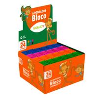 Apontador de lápis retangular bloco 6cm caixa com 24 unidades
