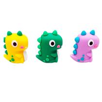 Apontador Dinossauro + Borracha Cores:Amarelo Apontador Dinossauro + Borracha Cores:Amarelo