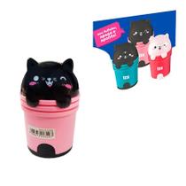 Apontador Duplo Com Borracha Kitty Rosa - Prático e Fofo