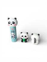 Apontador e cola bastão escolar ursinhos panda e urso modelos:panda Apontador e cola bastão escolar ursinhos panda e urso modelos:panda