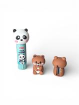 Apontador e cola bastão escolar ursinhos panda e urso modelos:urso Apontador e cola bastão escolar ursinhos panda e urso modelos:urso