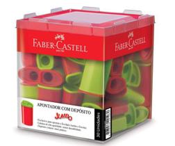 Apontador JUmbo c/ deposito cores sortidas Faber Castell CX 30 UN