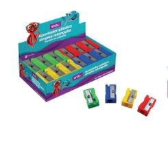 Apontador plastico simples retangular cx 24 undades.