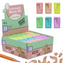 Apontador Retangular Pastel Trend Com Depósito Caixa 24 Uni