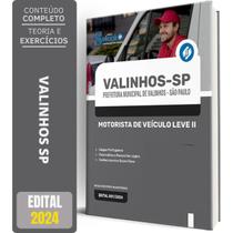 Apostila Prefeitura Valinhos Sp 2024 Motorista Veículo Leve - Editora Solucao