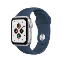 Apple Watch SE GPS + Cellular, 40mm Caixa prateada de alumínio Pulseira esportiva Azul-abissal
