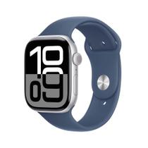 Apple Watch Series 10 GPS Caixa prateada de alumínio 46 mm Pulseira esportiva denim P/M