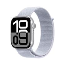 Apple Watch Series 10 GPS Caixa prateada de alumínio 46 mm Pulseira loop esportiva nuvem azul