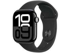 Apple Watch Series 10 GPS Caixa Preta Brilhante de Alumínio 42mm Pulseira Esportiva Preta P/M