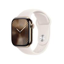 Apple Watch Series 10 GPS + Cellular Caixa dourada de titânio 42 mm Pulseira esportiva estelar P/M