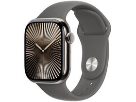 Apple Watch Series 10 GPS + Cellular Caixa Natural de Titânio 42mm Pulseira Esportiva Cinza-pedra P/M