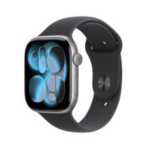 Apple Watch Series 11 GPS, Caixa Cinza-espacial de Alumínio de 46 mm, Pulseira esportiva Preta, Tamanho M/G - MEV44AM/A