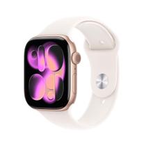 Apple Watch Series 11 GPS, Caixa Cor de Ouro Rosa de Alumínio de 46 mm, Pulseira Esportiva Blush-clara, Tamanho P/M - MEV64AM/A