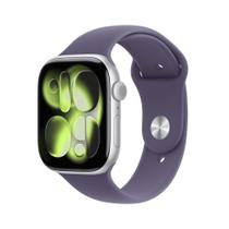 Apple Watch Series 11 GPS, Caixa Prateada de Alumínio de 46 mm, Pulseira esportiva roxo-névoa, Tamanho M/G - MEVA4AM/A