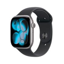 Apple Watch Series 11 GPS + Cellular, Caixa Cinza-espacial de Alumínio de 46 mm, Pulseira esportiva Preta, Tamanho M/G - MFCA4AM/A