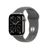 Apple Watch Series 11 GPS + Cellular - Caixa natural de titânio 42 mm - Pulseira esportiva cinza-pedra M/G