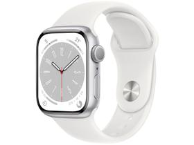 Apple Watch Series 8 41mm GPS Caixa Prateada Alumínio Pulseira Esportiva Branca