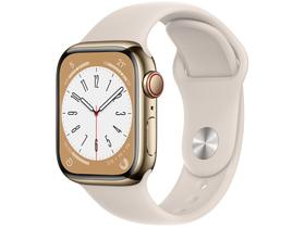 Apple Watch Series 8 41mm GPS + Cellular Caixa Dourada Aço Inoxidável Pulseira Esportiva Estelar