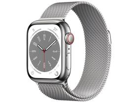 Apple Watch Series 8 41mm GPS + Cellular Caixa Prateada Aço Inoxidável Pulseira Estilo Milanês