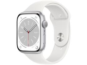 Apple Watch Series 8 45mm GPS Caixa Prateada Alumínio Pulseira Esportiva Branca