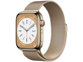 Apple Watch Series 8 45mm GPS + Cellular Caixa Dourada Aço Inoxidável Pulseira Milanês
