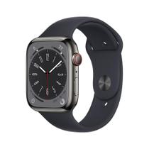 Apple Watch Series 8 GPS + Cellular, Caixa de Aço Inoxidável 41mm Grafite, Pulseira Esportiva Meia-noite - MNJJ3BZ/A